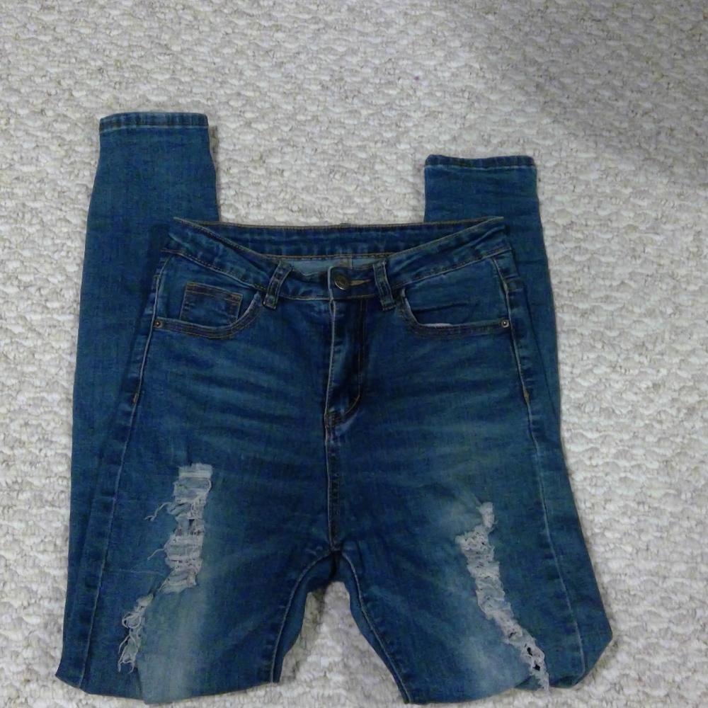 Blue jeans with holes